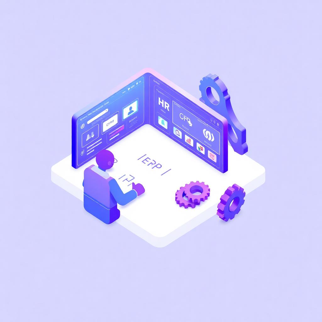 Isometric illustration of Odoo ERP support and maintenance