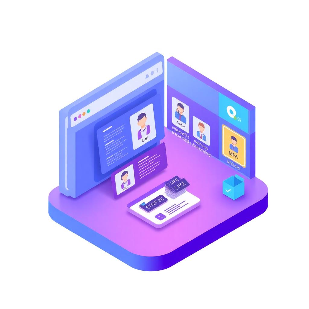Isometric illustration of Microsoft 365 admin support