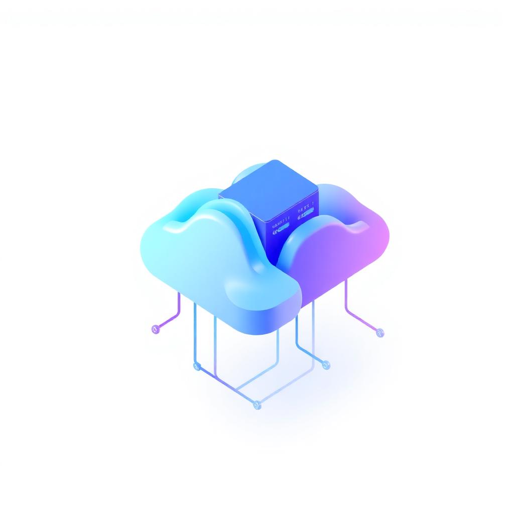 Isometric illustration of hybrid cloud computing